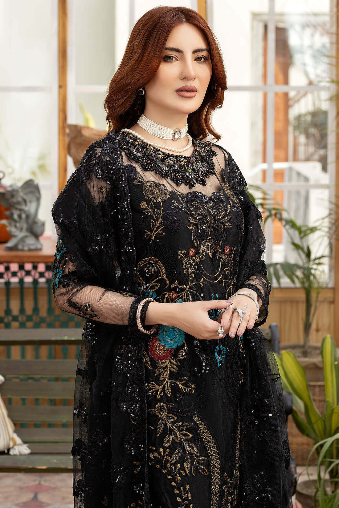 Etincelle Embroidered Net Suit MW-424