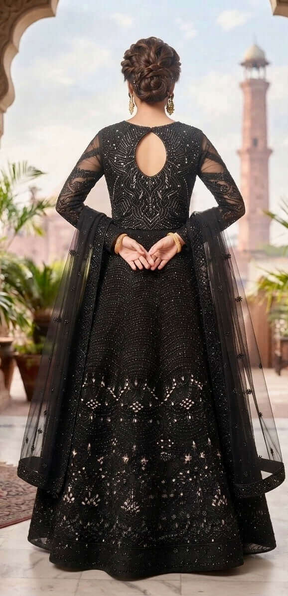 Shab-e-Noor – Black Embellished Maxi & Lehenga Choli